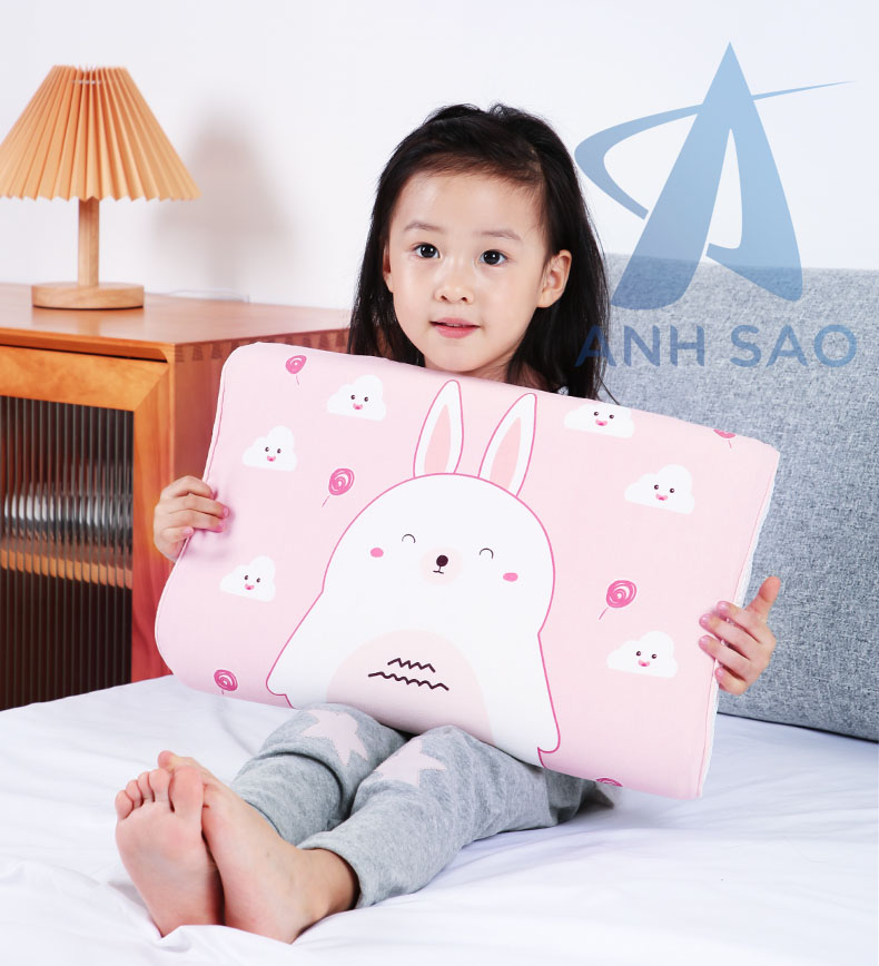Gối cao su non nhân tạo Memory Foam cho bé kích thước 28.5 x 45 x 6/8 cm cao cấp A