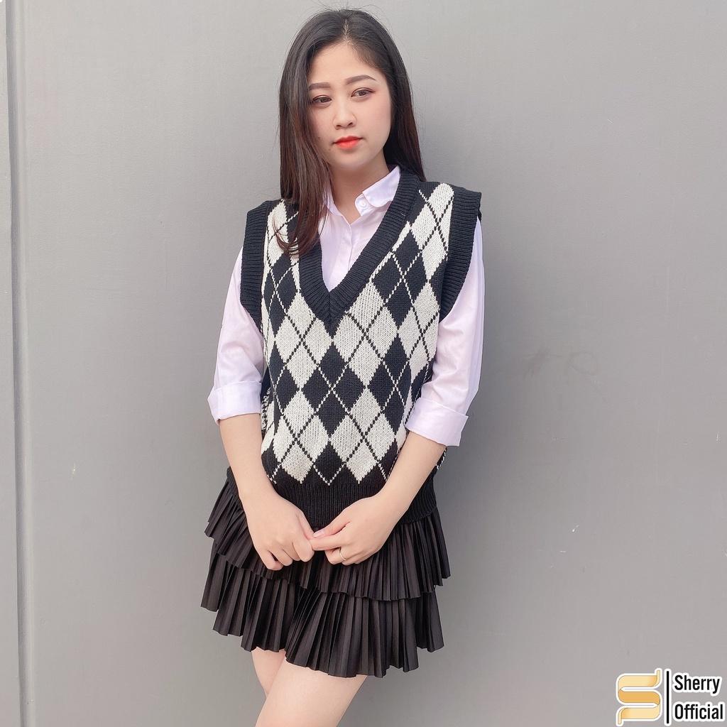 Áo Len Gile Nữ Hoạ Tiết Quả Trám Màu Xanh Đỏ Cổ Chữ V Sát Nách Không Tay  Dáng Croptop Phong Cách Ulzzang Hàn Quốc Loại 1  MixASale