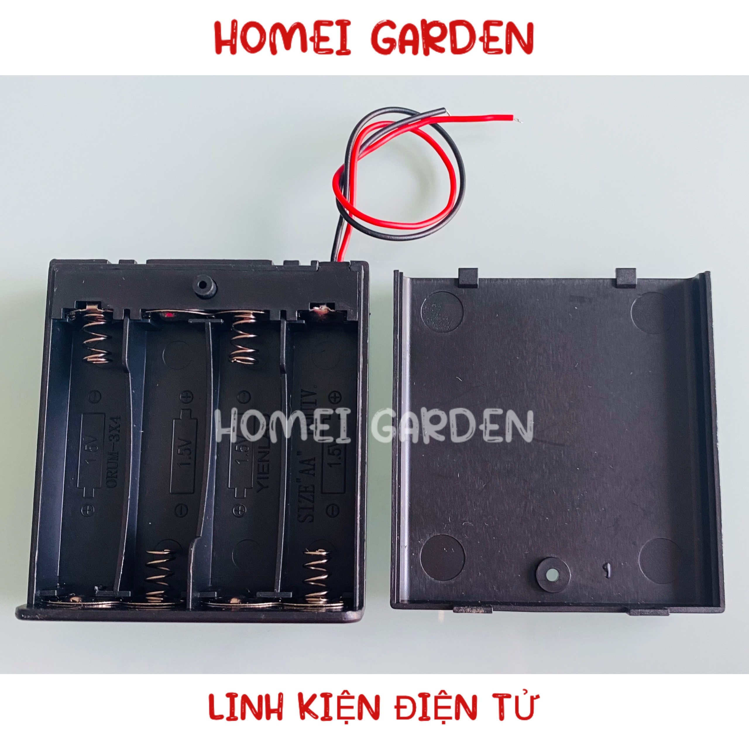 Hộp Đựng Pin Aa 4 Ngăn 6v Có Công Tắc - HM0132