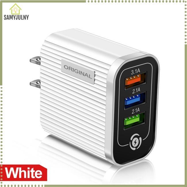 Củ Sạc Nhanh Famy Gồm 3 Cổng Usb 5V / 3A Có Đèn Led