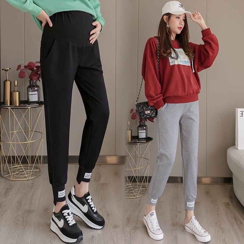 Quần dài bầu thể thao thu đông nỉ da cá bo gấu jogger đẹp thời trang giá rẻ QB09