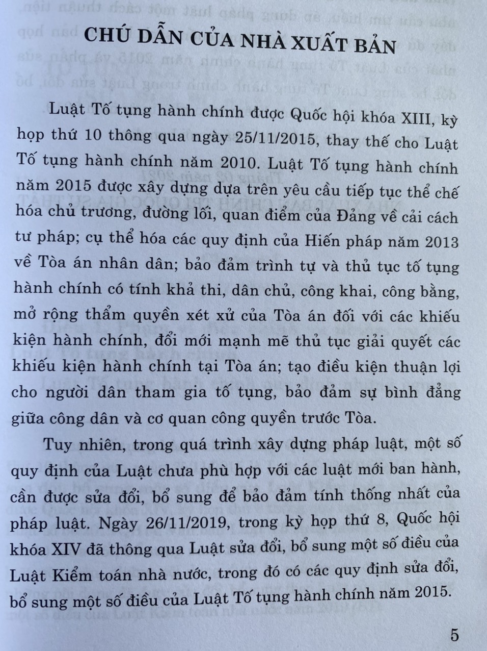 Luật Tố Tụng Hành Chính Sửa đổi, bổ sung năm 2019