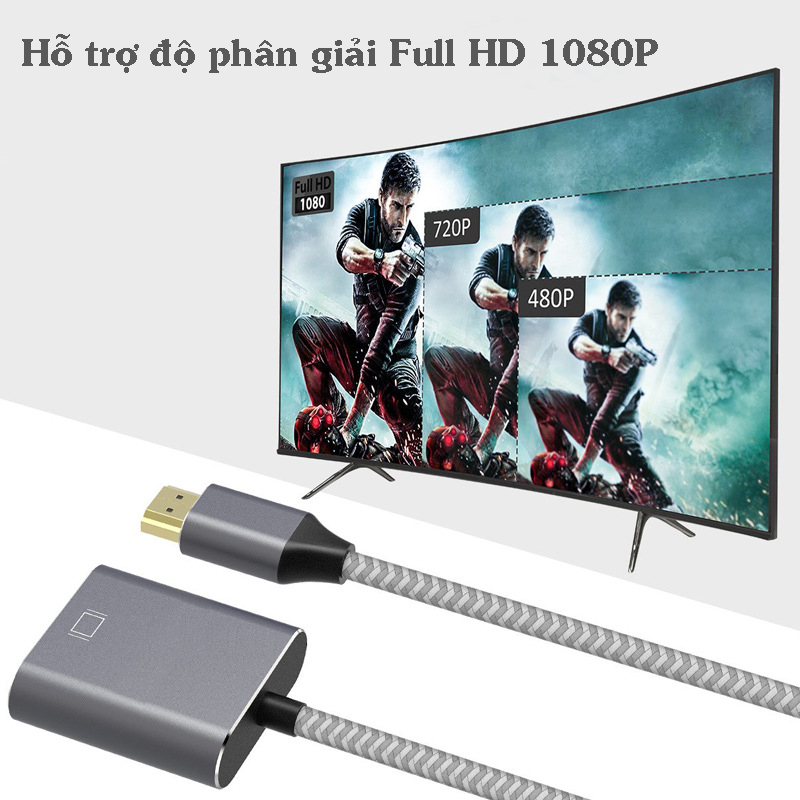 Cáp chuyển đổi HDMI sang VGA cao cấp vỏ nhôm