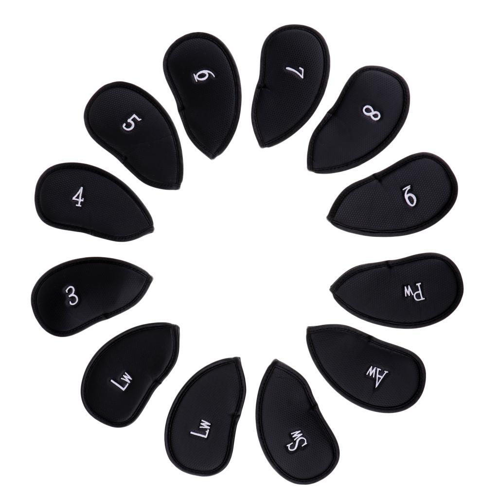 12 Pieces Waterproof PU Leather Golf Iron Head Cover Headcover Protector Set - Various Colors