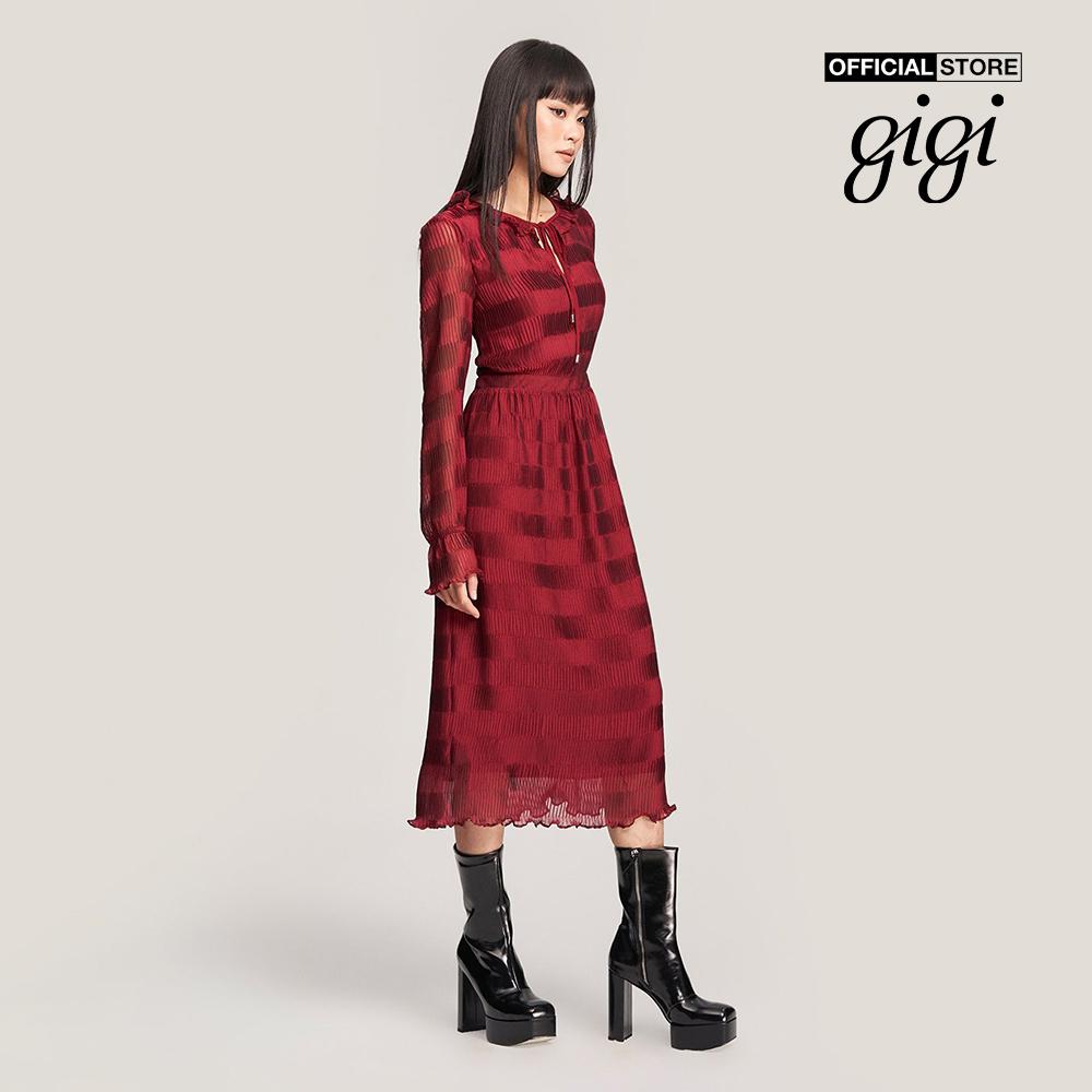 GIGI - Đầm midi tay dài cổ tròn thắt nơ thời trang G2102D222131