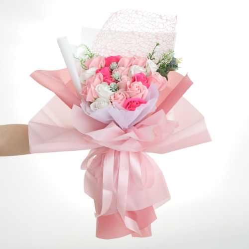 Bó 20 bông hoa sáp hồng trắng có sẵn