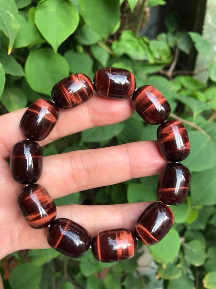 Vòng tay Nam Đá Thạch Anh Mắt Hổ Đỏ Nâu Lu Bóng Đẹp Size hạt 13mmx Dài 18mm Nam mệnh Hoả Thổ 100% đá thiên nhiên tốt sức khỏe hợp mệnh tốt cho công việc