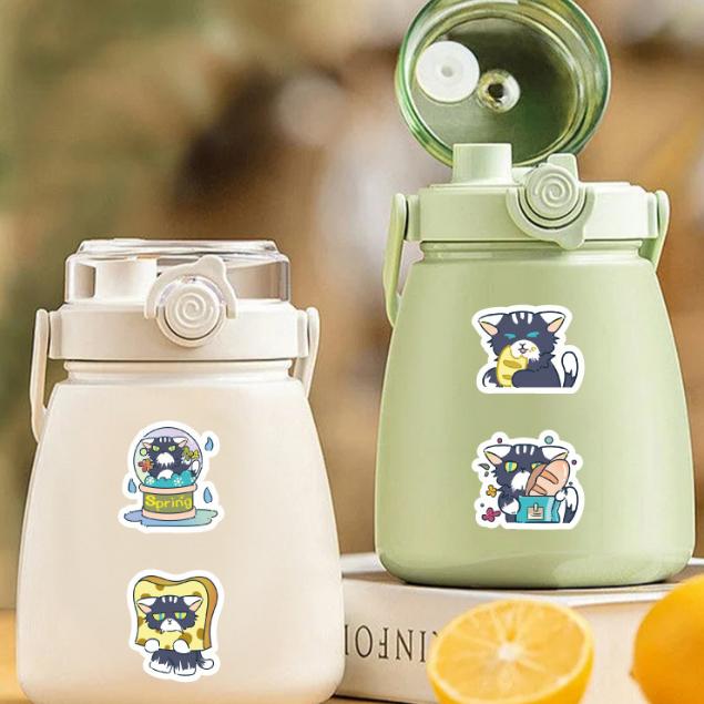 Sticker MÈO MẮT XANH hoạt hình cute trang trí mũ bảo hiểm,guitar,ukulele,điện thoại,sổ tay,laptop-mẫu S95