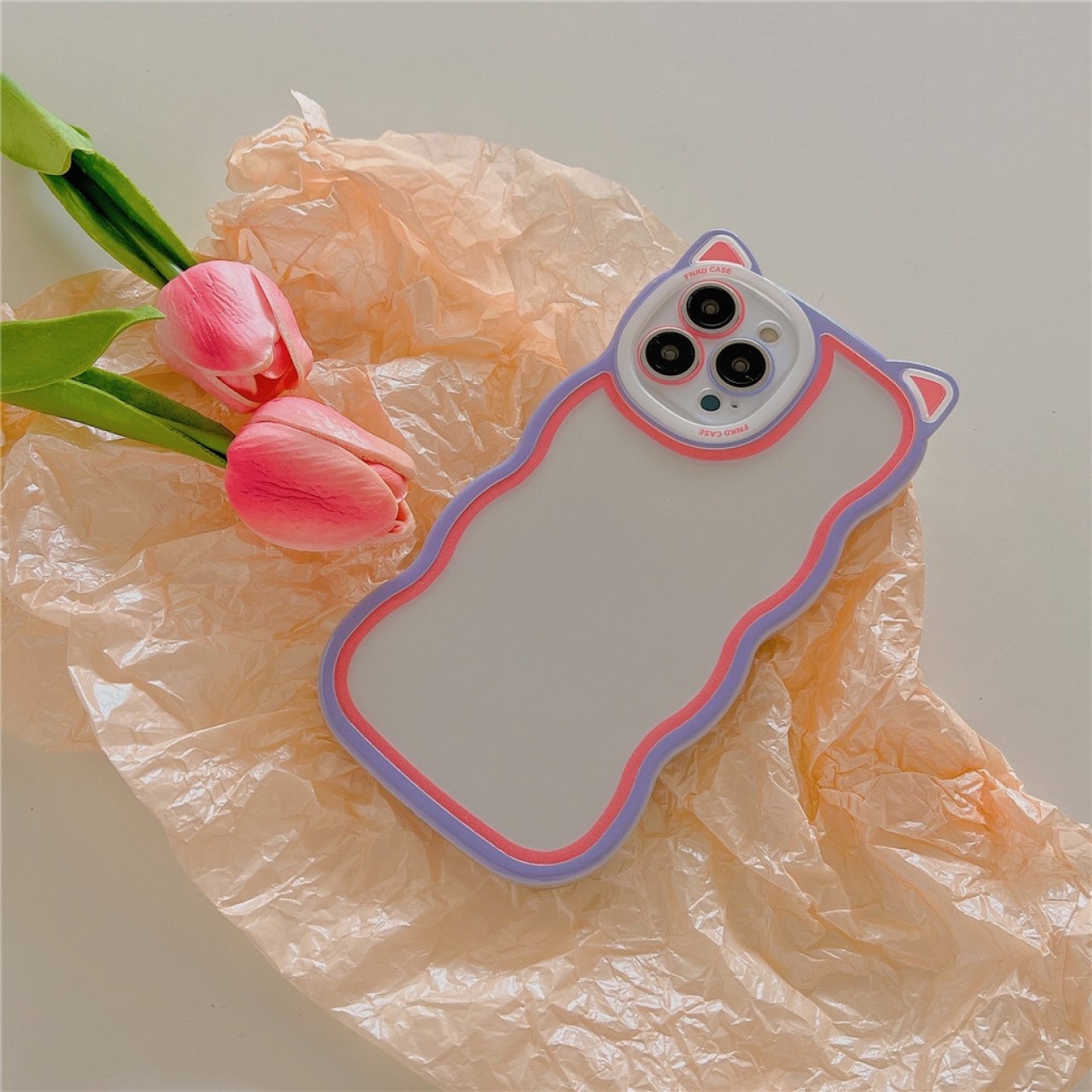 Ốp lưng cho iPhone 7 8 X Xs 11 12 13 14 Pro Max Plus Mini tai mèo lượn sóng