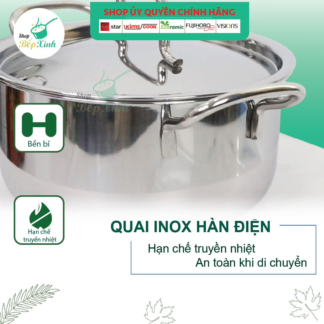 Nồi inox 3 đáy sandwich  FiveStar Standard nắp inox ( 16cm/18cm/ 20cm/24cm ),tặng 1 muỗng canh, dùng được mọi bếp