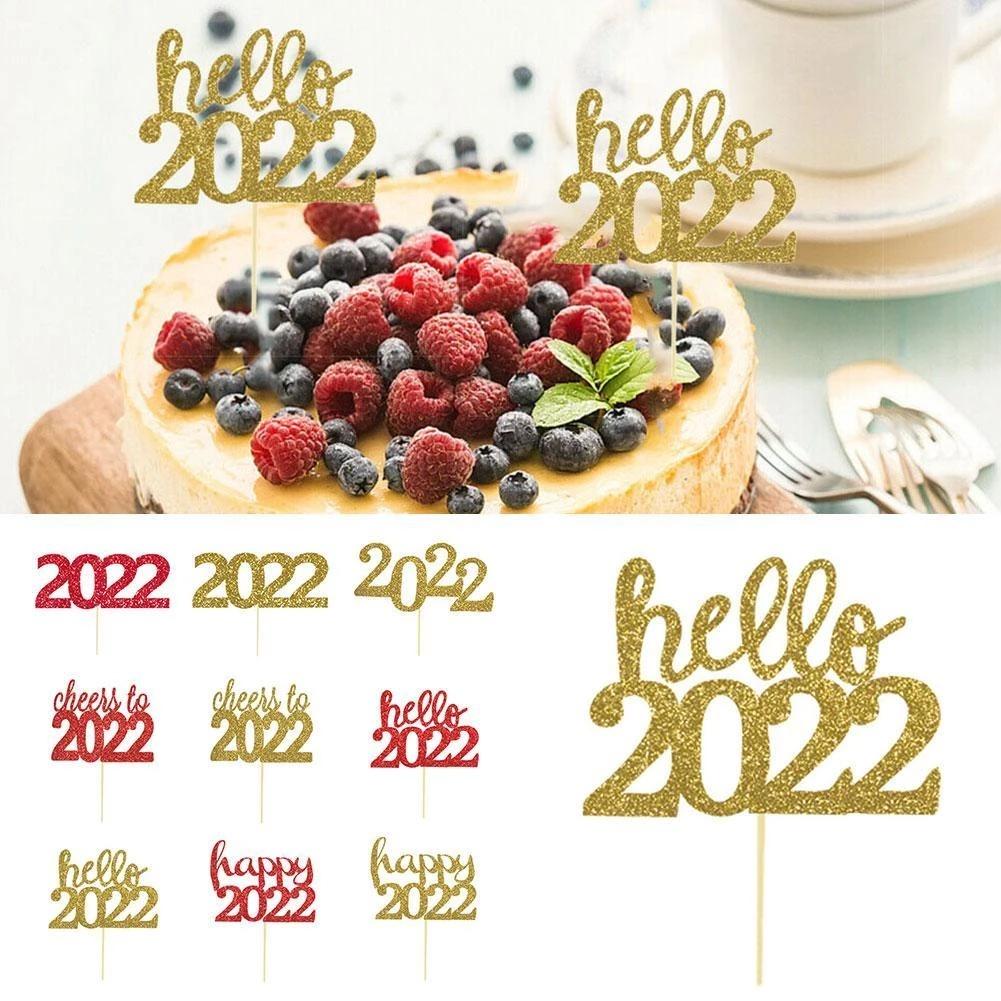 Thẻ trang trí bánh kem mừng năm mới, sinh nhật, giáng sinh 6cm 2022