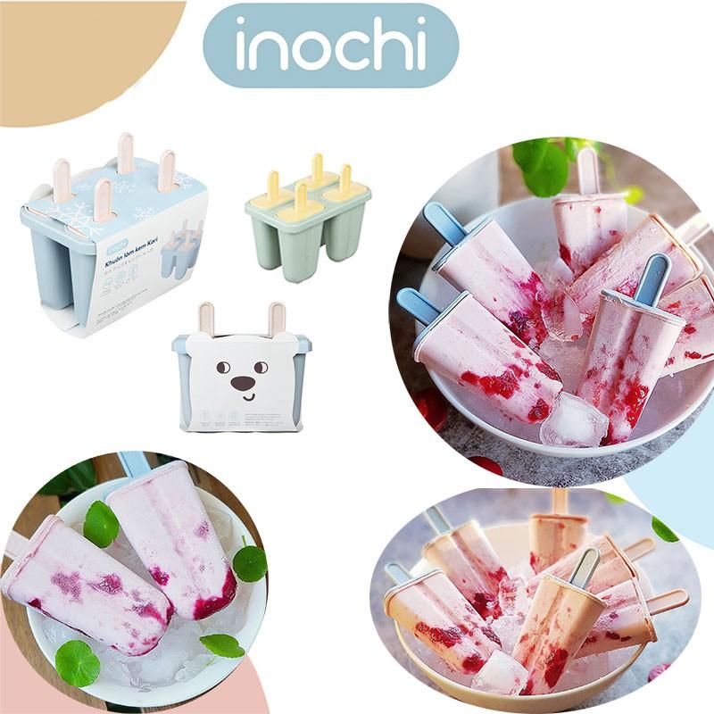 Khuôn Làm Kem 4 Que Chính Hãng Cao Cấp INOCHI Nhựa Nguyên Sinh An Toàn Sức Khỏe Tiêu Chuẩn Nhật Bản
