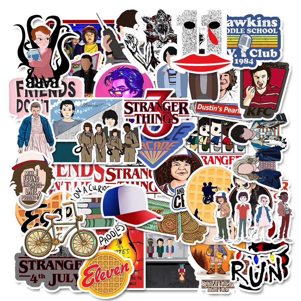 Sticker nhãn dán máy tính laptop, điện thoại chủ đề Stranger Things - Series 01 Netflix TV Shows