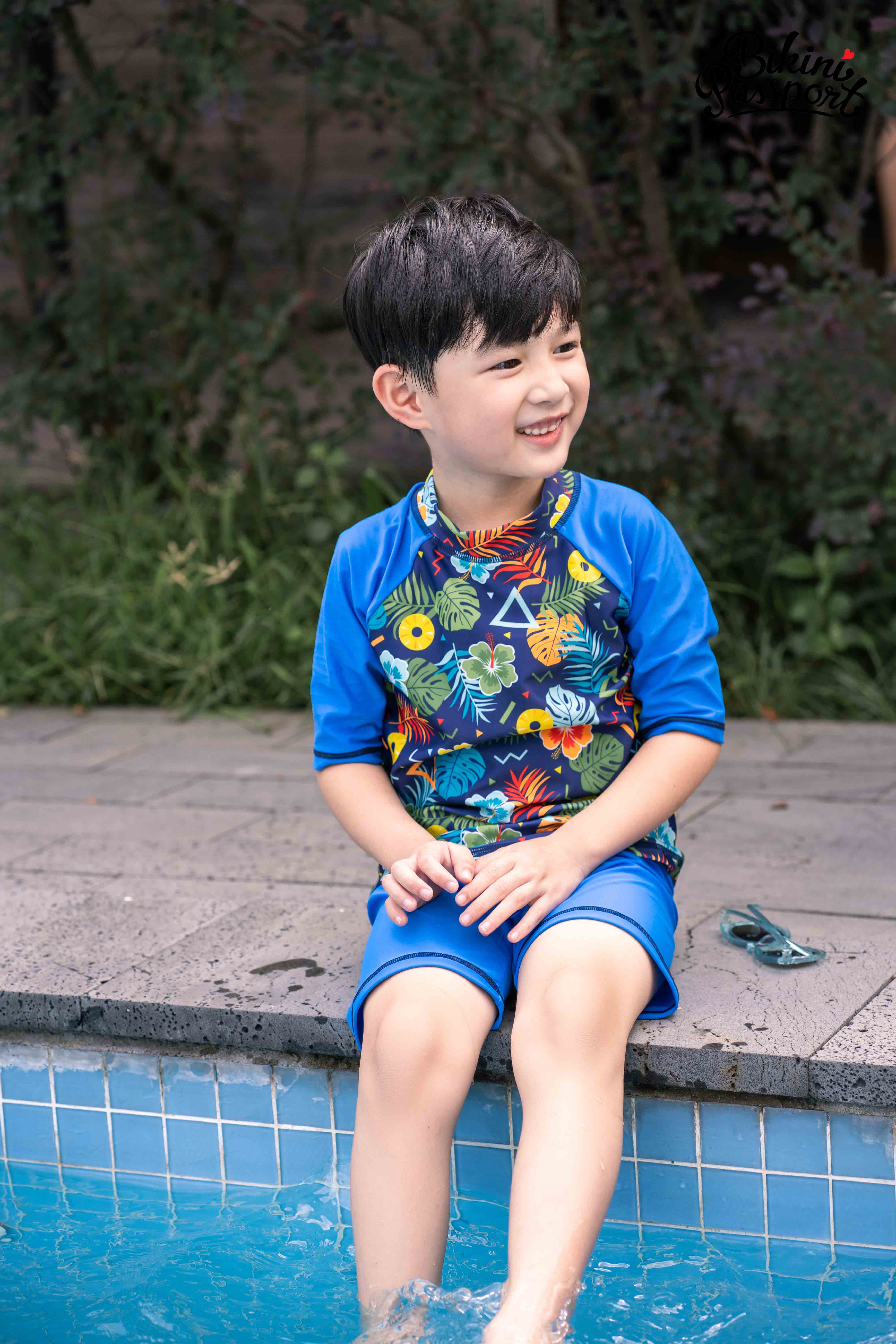 Đồ bơi áo tắm em bé BIKINI PASSPORT KID - Hai mảnh quần lửng áo tay dài - Floral-KD015_FLO