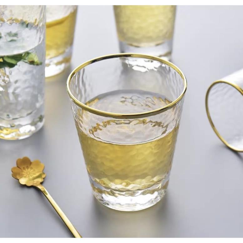 bộ 6 cốc thủy tinh viền vàng phong cách Nhật chịu nhiệt cao cấp GDTH