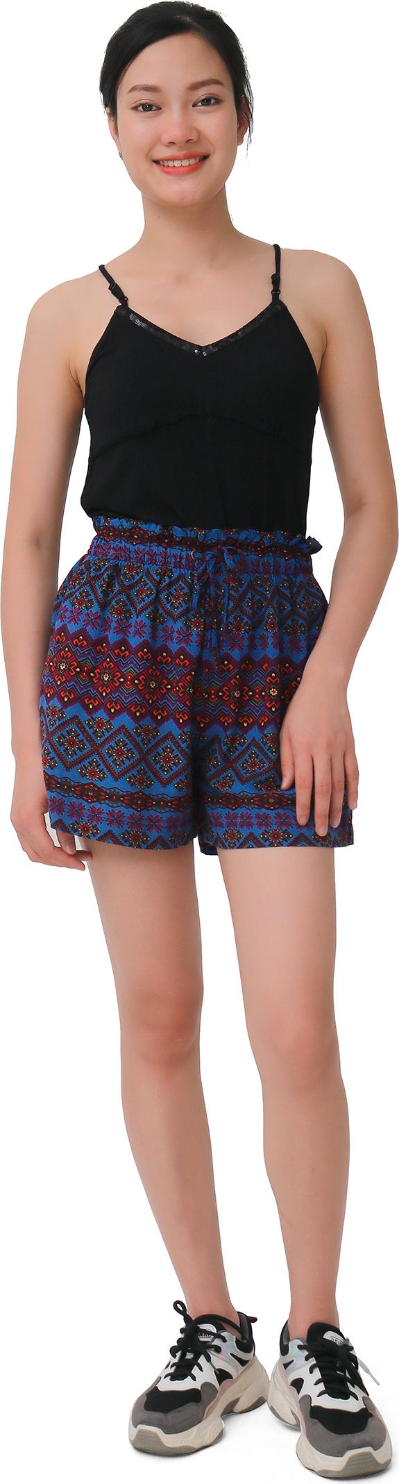 Quần short nữ  xanh hoa văn thổ cẩm Narsis T0005