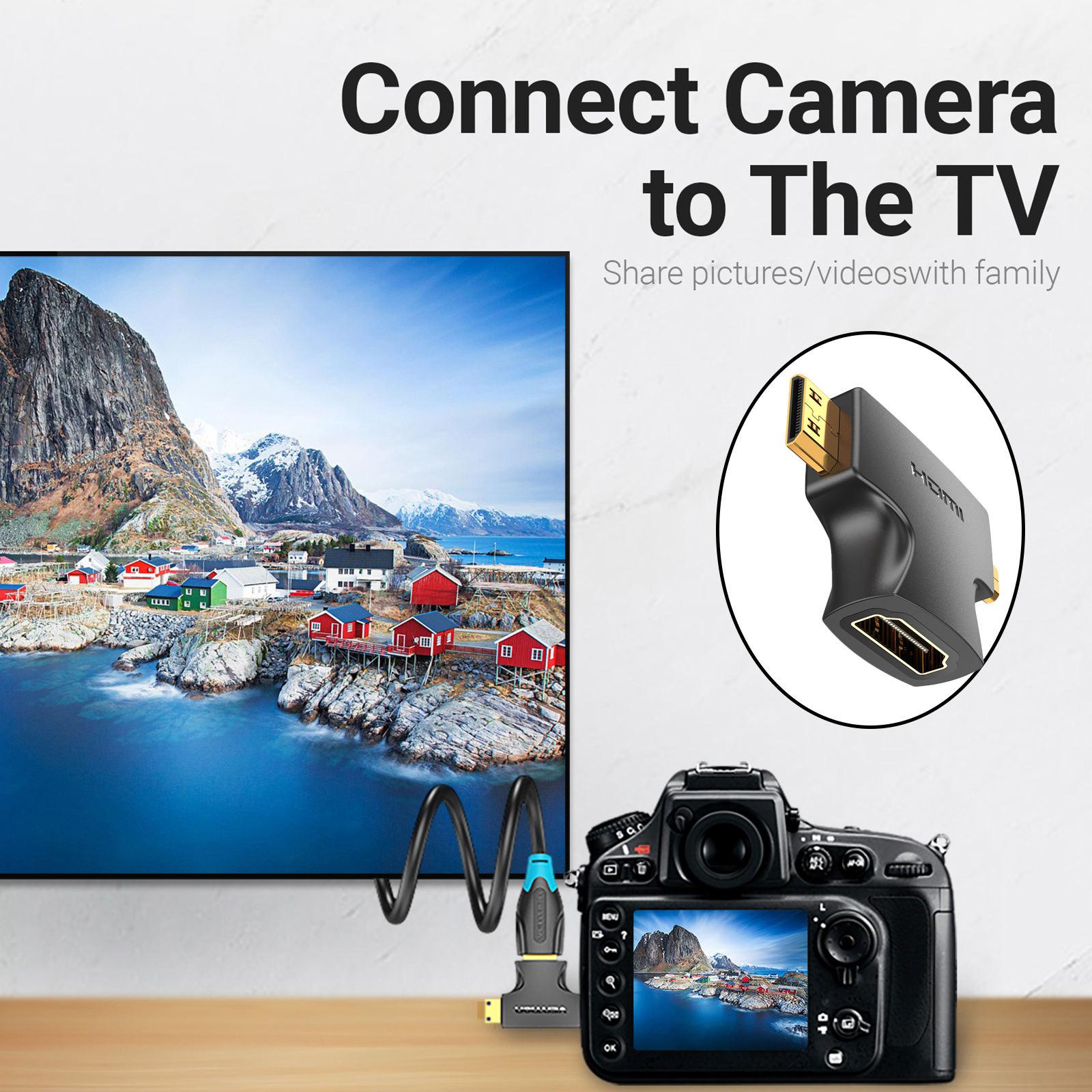2 in 1 Mini HDMI & Micro HDMI Male to HDMI Adapter for Tablet Camera DSLR