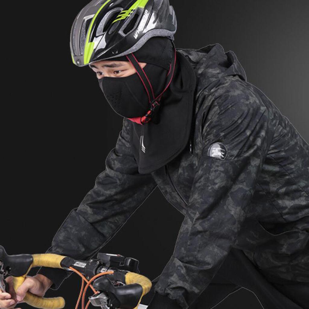 Windproof Outdoor Ski Zippered Cycling Face Mask Fleece Neck Warmer Black