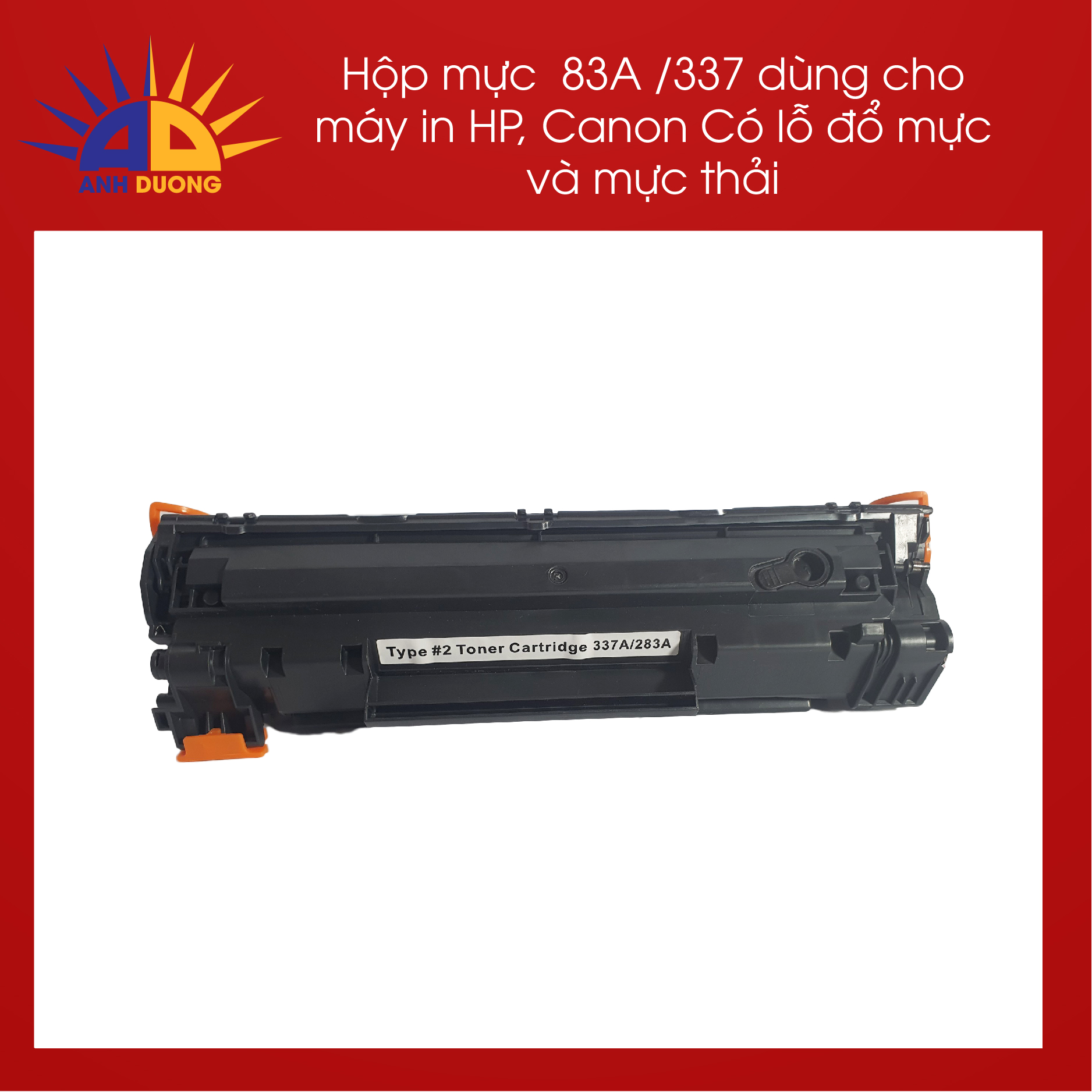 Hộp mực 83A và 337A có lỗ đổ mực và mực thải Dùng cho HP LaserJet Pro M125/ 125FW/ 125A/ M126/ ...