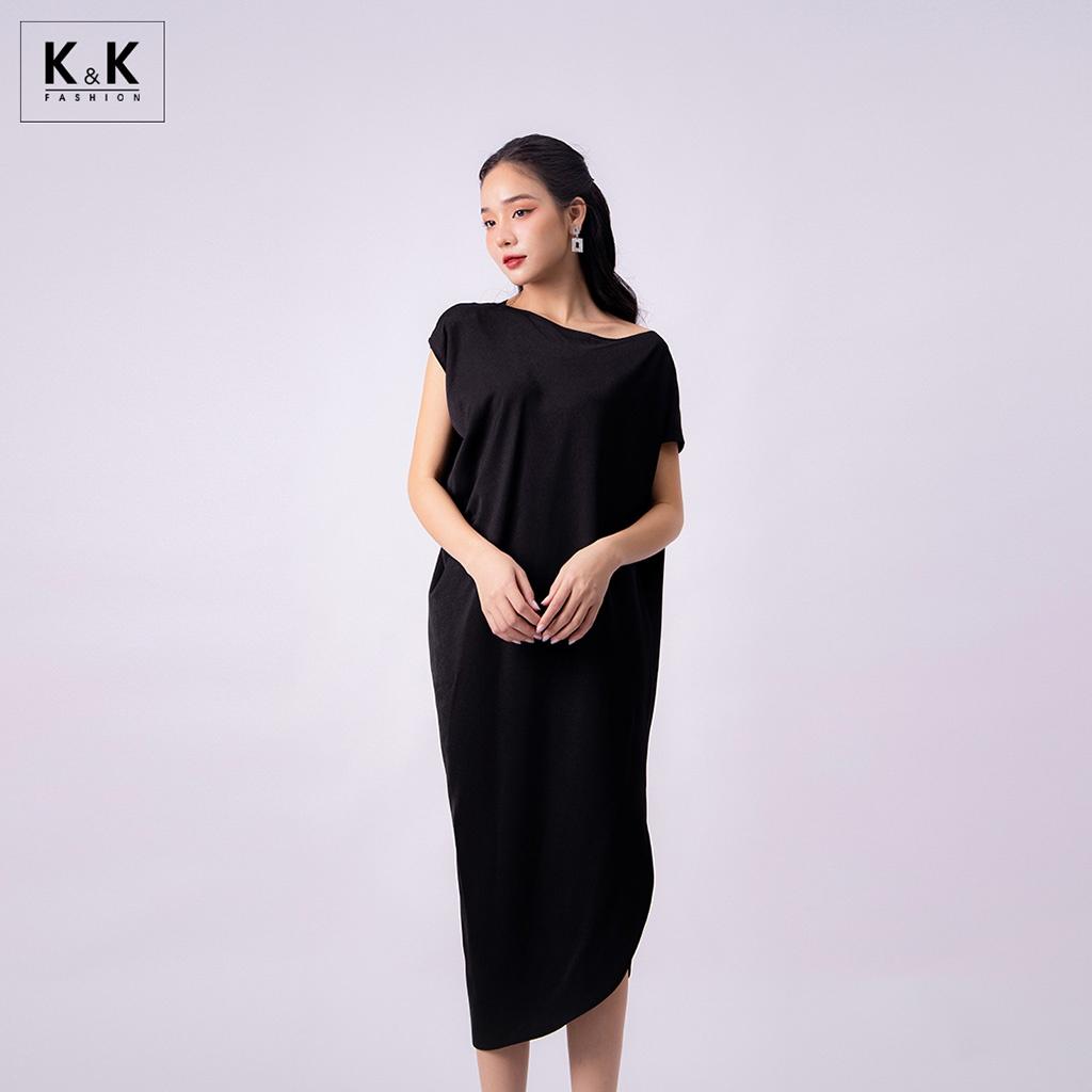Đầm Lụa Màu Đen Dáng Suông K&amp;K Fashion KK130-17 Màu Đen Chất Liệu Lụa
