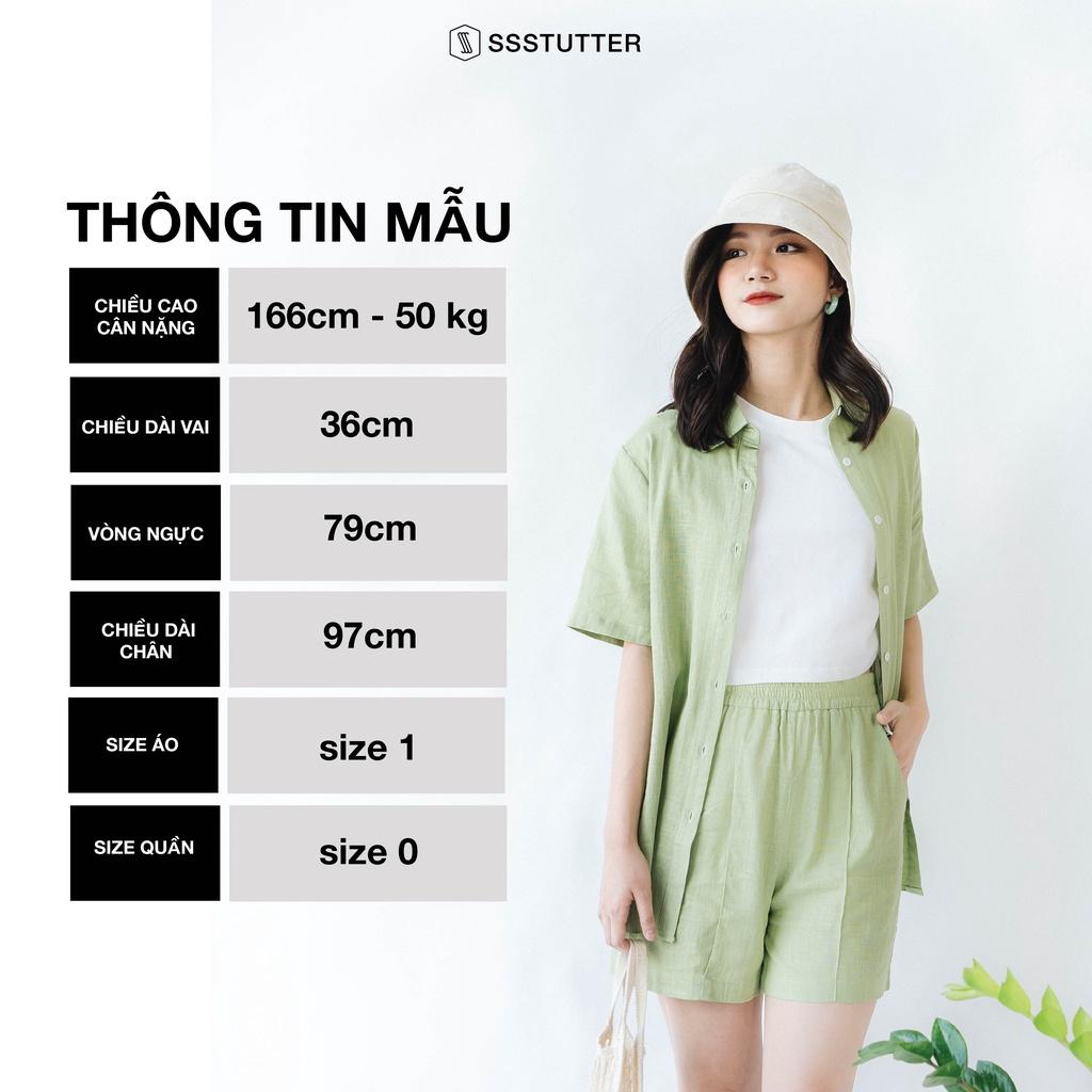 Quần short nữ SSSTUTTER cạp chun chất linen thoải mái summerset shorts
