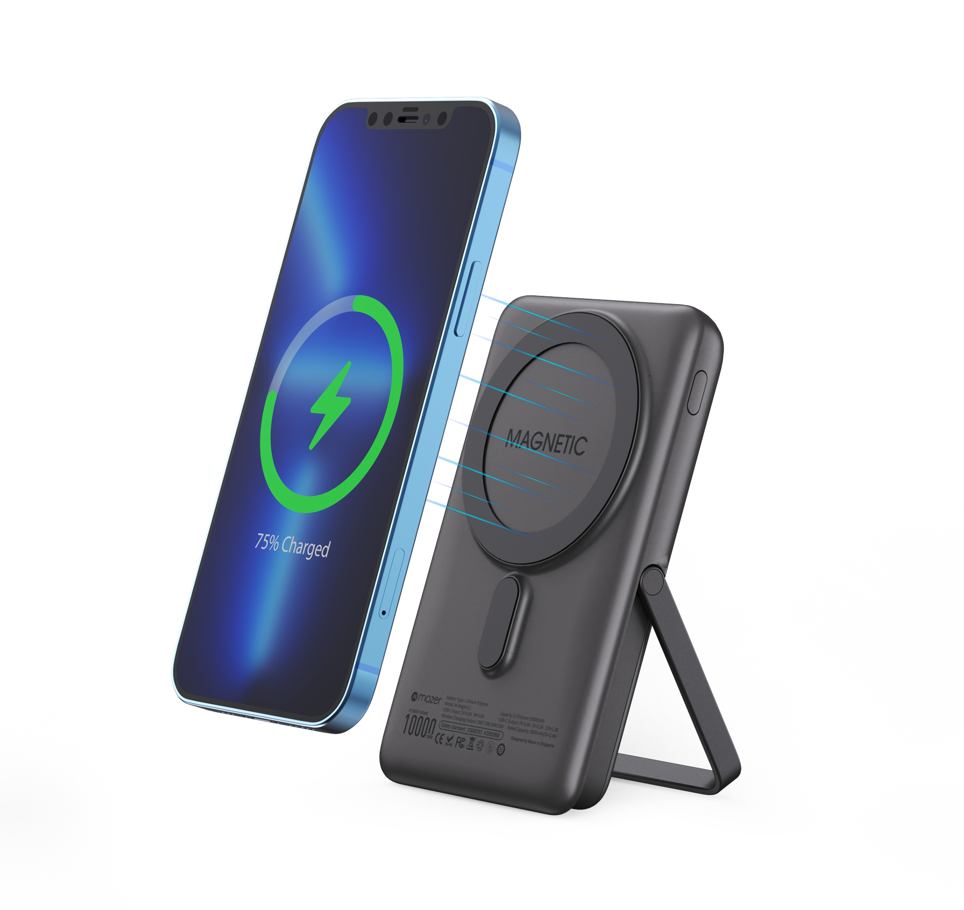 Pin Dự Phòng Mazer Infinite.Boost Mag.Stand Mini Qi Wireless 10000mAh- hàng chính hãng