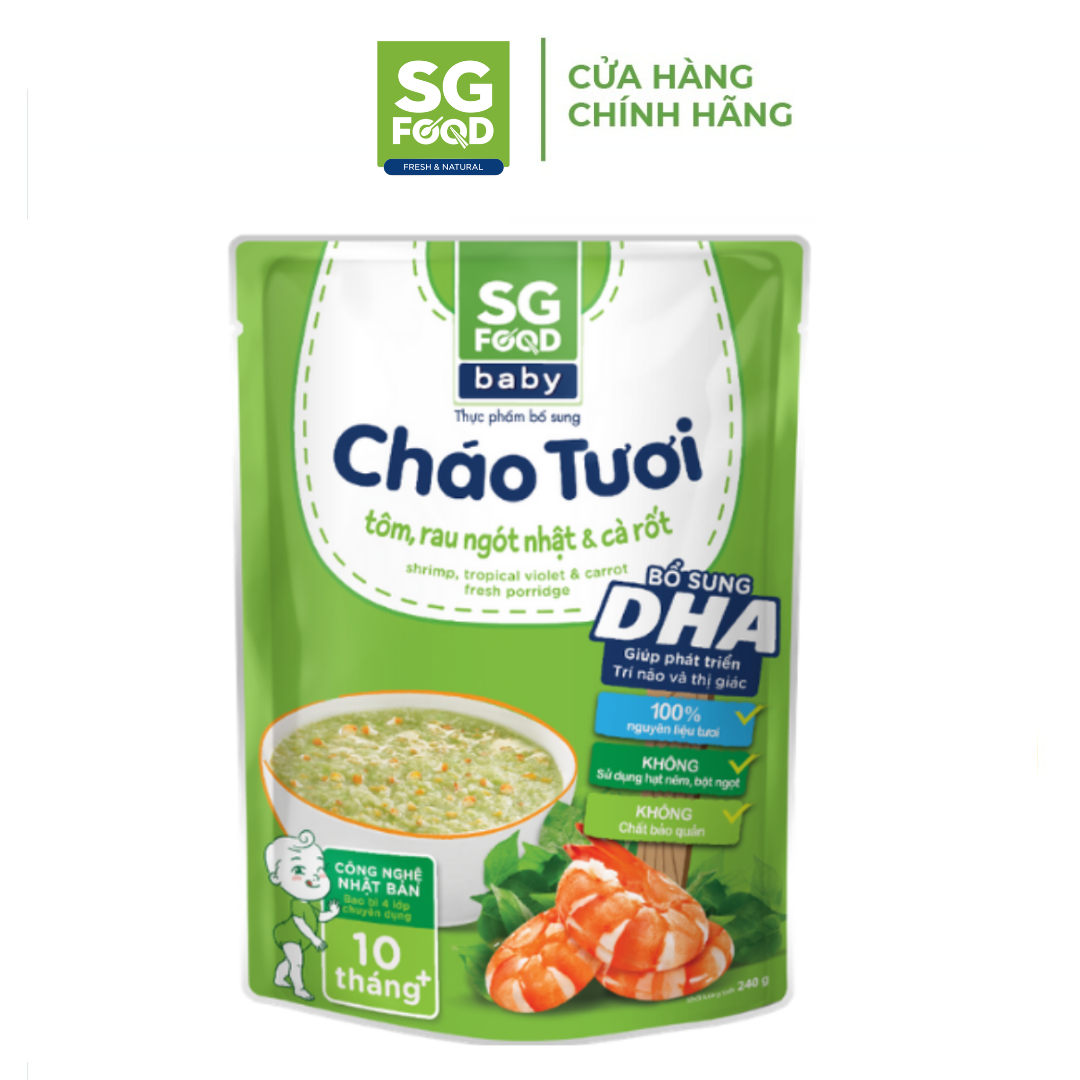 Lốc 61 - Combo 6 Cháo Tươi Baby Sài Gòn Food 240G (Gà, Thịt Bằm, Bò, Tôm, Lươn, Cá Hồi)