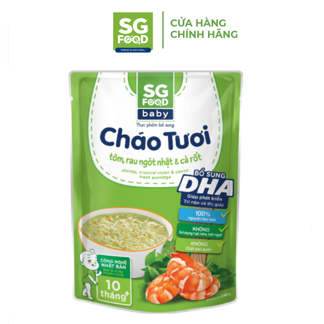 Lốc 53 - Combo 5 Cháo Tươi Baby Sài Gòn Food 240G (Gà, Thịt Bằm, Bò, Tôm, Cá Hồi)