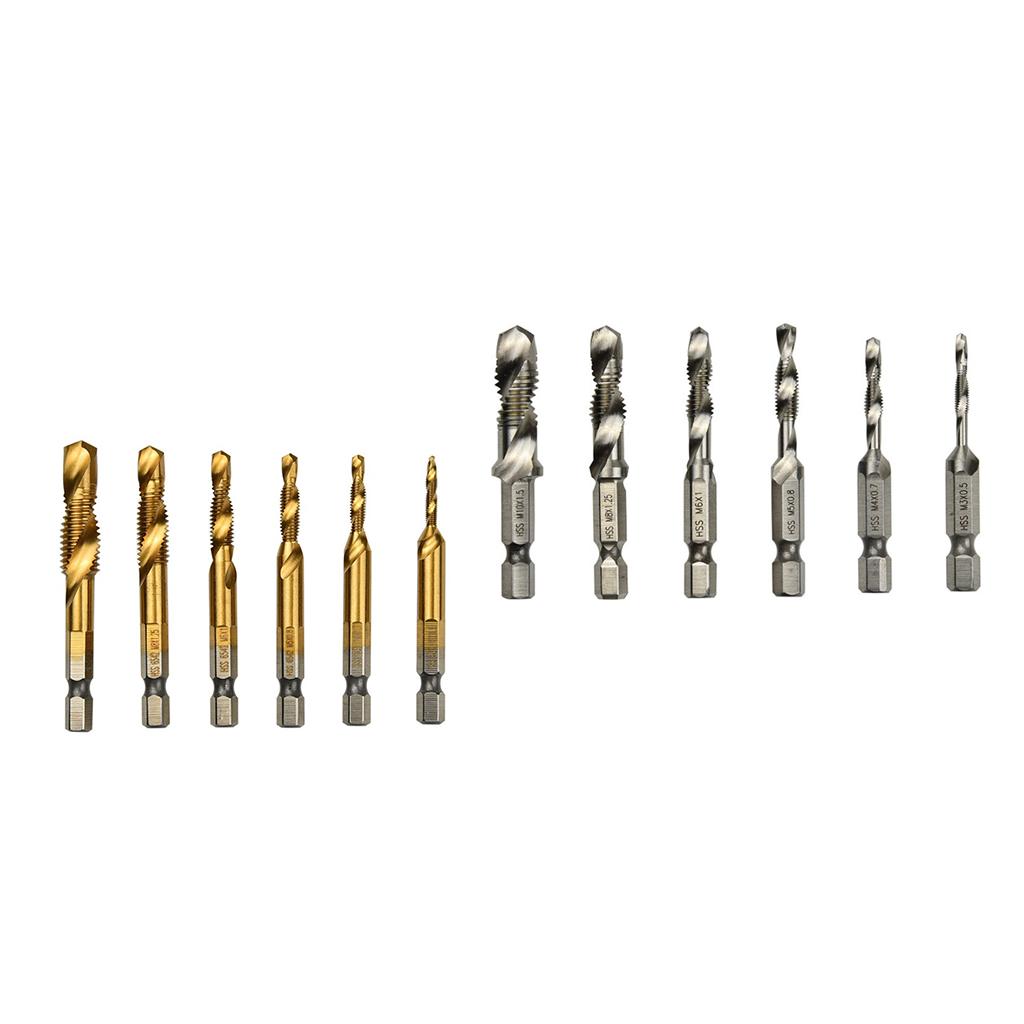 6pcs Quick Change HEX Shank Twist Drill and Bit set - metal M3-M10 Silver