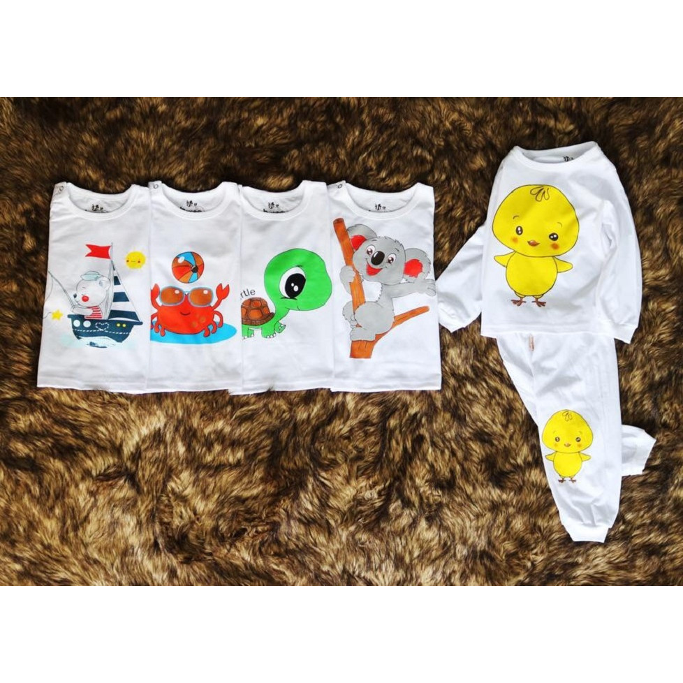 Set 5 bộ đồ tay dài quần dài cotton 2 chiều hình ngẫu nhiên Số 2