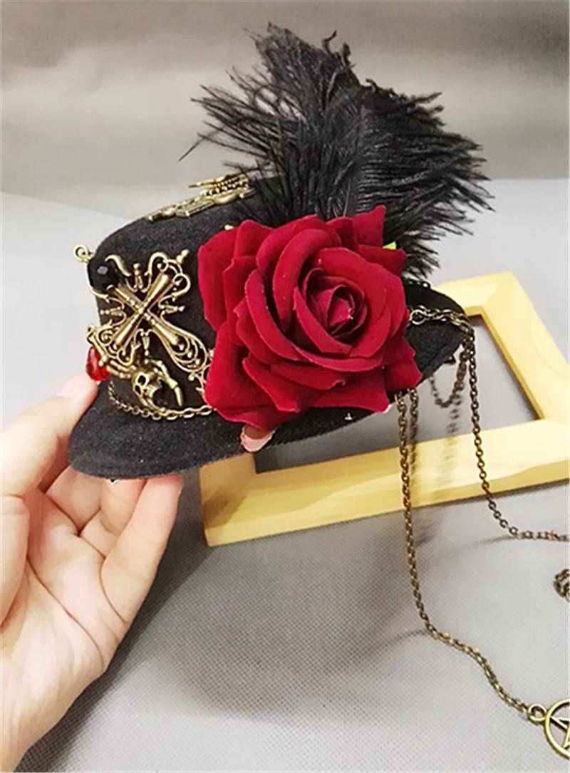 Bé Gái Vintage Phong Cách Khoa Học Viễn Tưởng Nón Fedora Lolita Ít Nón Mini Mũ Tóc Hoa Lông Vũ Trang Trí Mũ Nón Mũ Trụ Cosplay