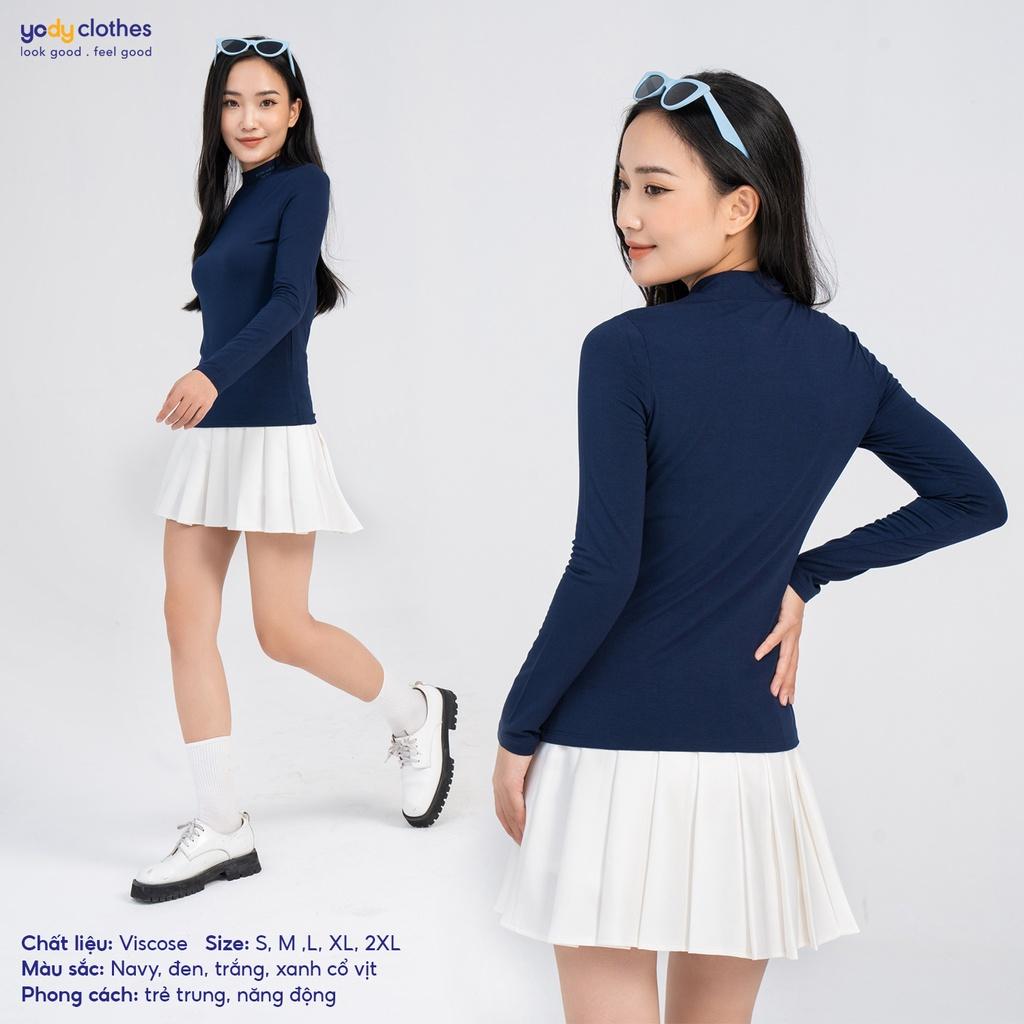 Áo giữ nhiệt nữ cổ lo 3 cm YODY vải viscose co giãn, giữ ấm tốt phom basic ATN5104
