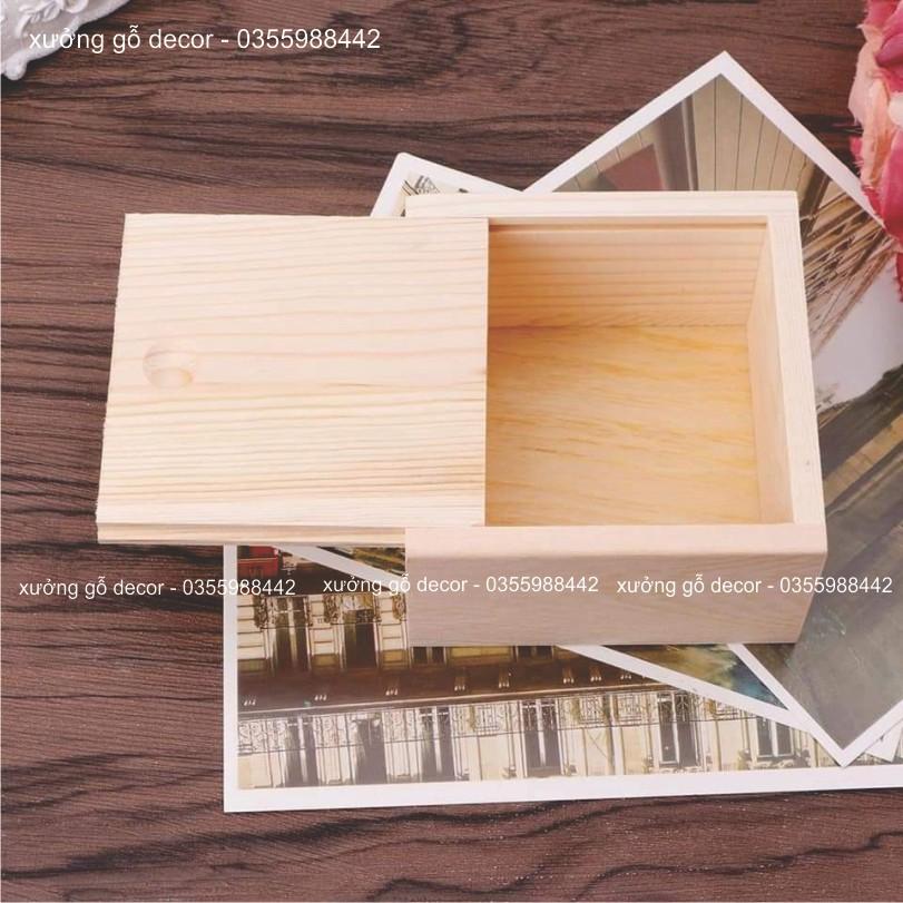 Hộp Gỗ Đựng Đồ Nắp Trượt Nhẫn Và Trang Sức Xinh Xắn Nhiều Kích Thước