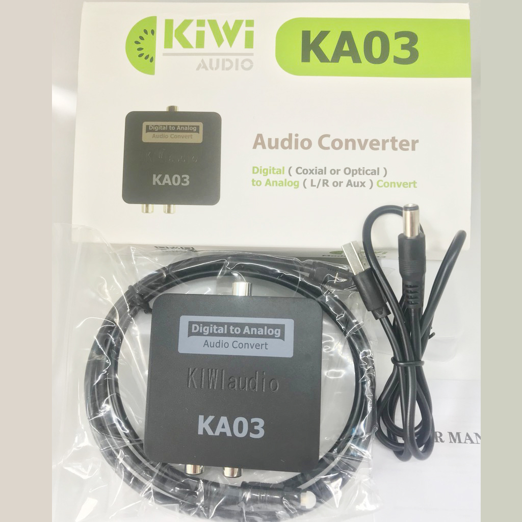 Bộ chuyển âm thanh TV 4K quang optical sang audio AV ra amply + Cáp optical Kiwi KA03 - Hàng chính hãng