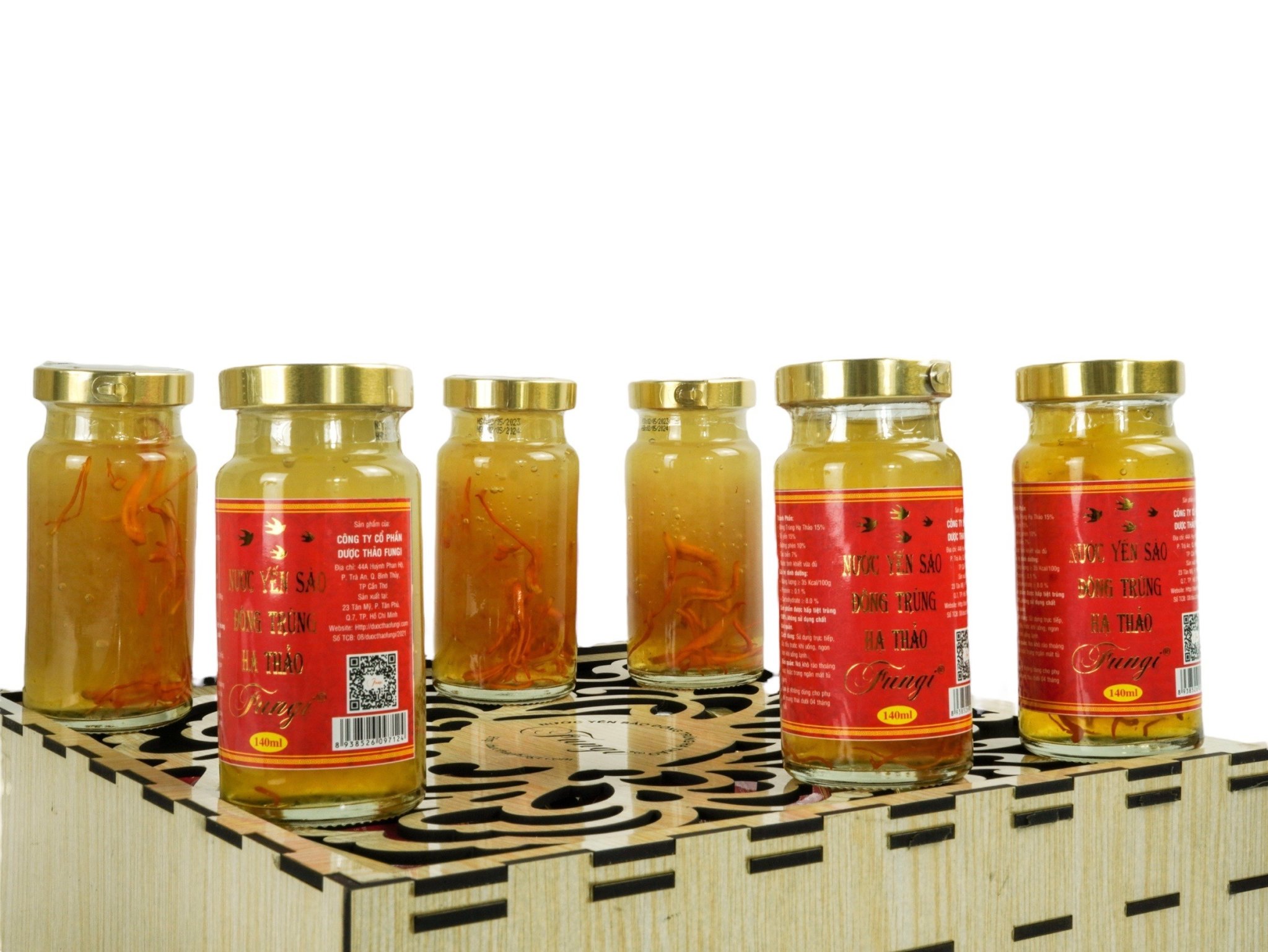 Yến Sào Đông Trùng Hạ Thảo FUNGI hũ LỚN 140ml x 6hu, 15% yến, 15% Đông Trùng