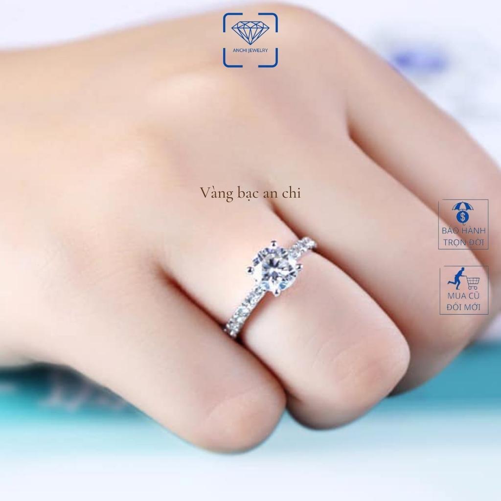 Nhẫn bạc nữ đính đá pha lê lấp lánh như kim cương, trang sức bạc Anchi jewelry