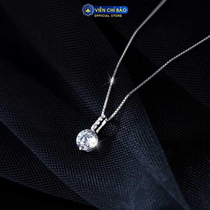 Dây chuyền bạc nữ đá tròn lấp lánh chất liệu bạc 925 thời trang phụ kiện trang sức nữ Viễn Chí Bảo D400483