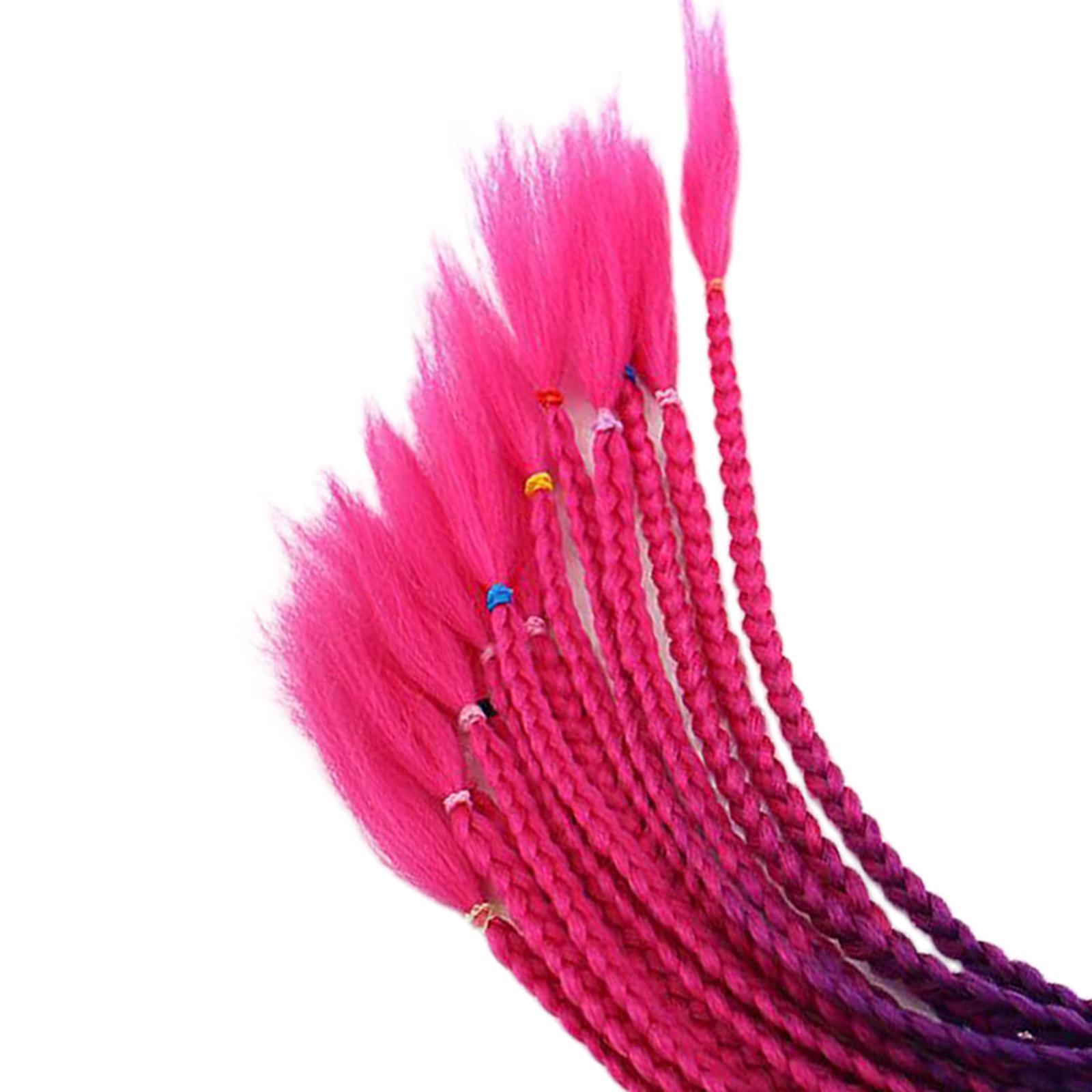 2X 55cm Hair Gradient Ponytail for Motorcycle Black Rose Red