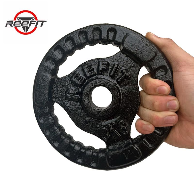 Bộ 2 tạ miếng gang bánh tạ gang 3 lỗ Reefit 3kg màu đen