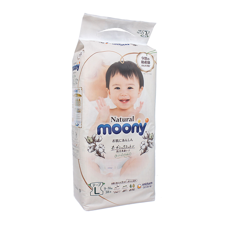 Tã Dán Moony Natural Bông Organic L38 (38 Miếng)