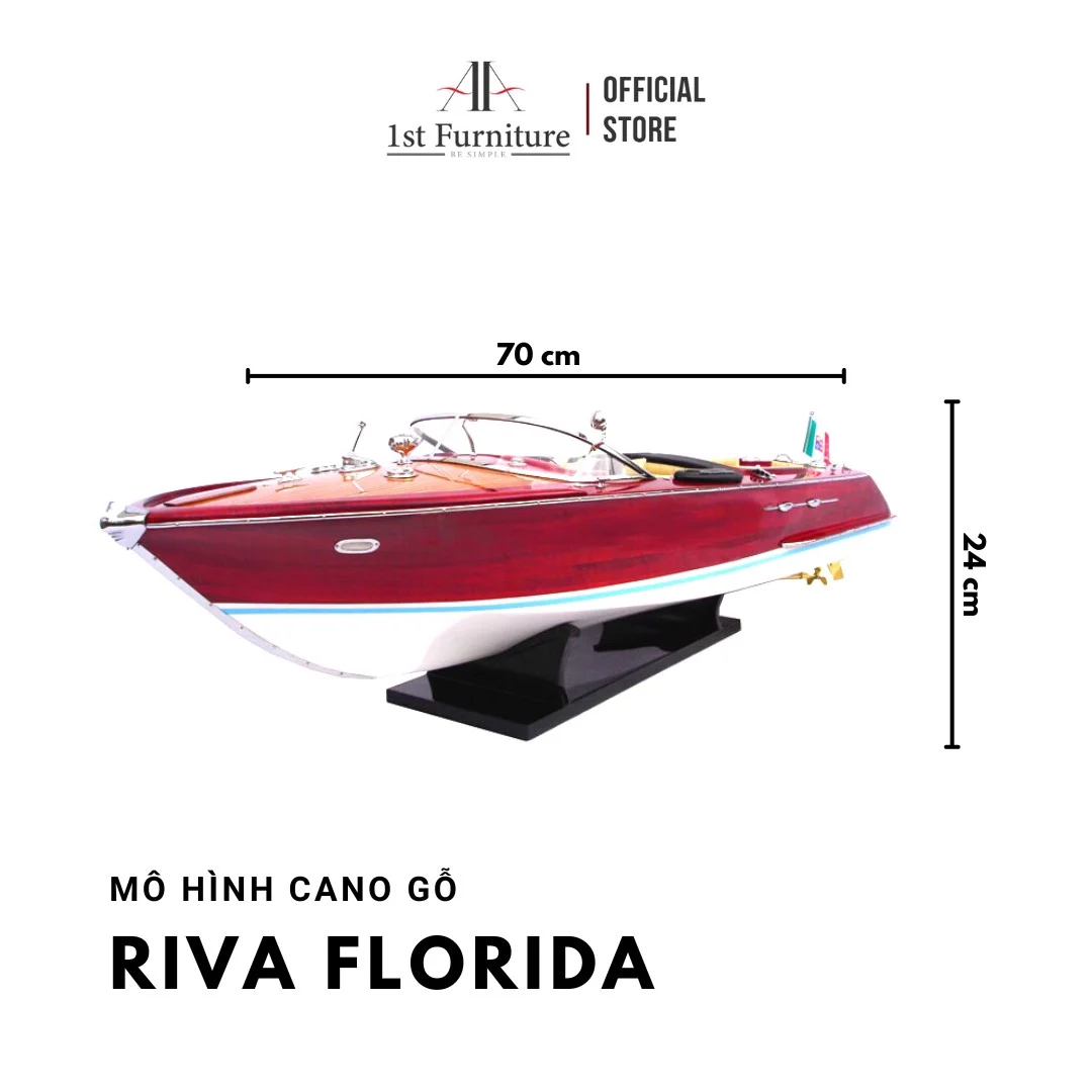 Mô hình cano RIVA AQUARAMA cao cấp, mô hình thuyền gỗ tự nhiên sang trọng lắp ráp sẵn 1st FURNITURE