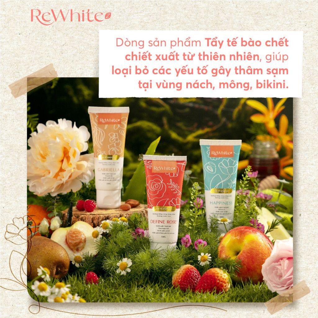 Gel Tẩy Tế Bào Chết Giảm Thâm Nách, Mông Và Bikini Rewhitez Happiness Hương Nước Hoa Ngọt Ngào (Tuýp Xanh) 50g