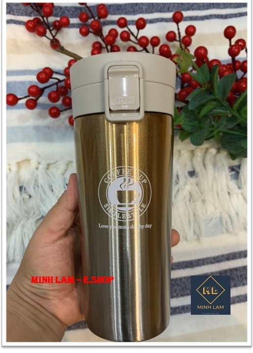 Bình giữ nhiệt, bình coffee Inox 2 lớp SUS 304 nắp bật tiện dụng 500ml