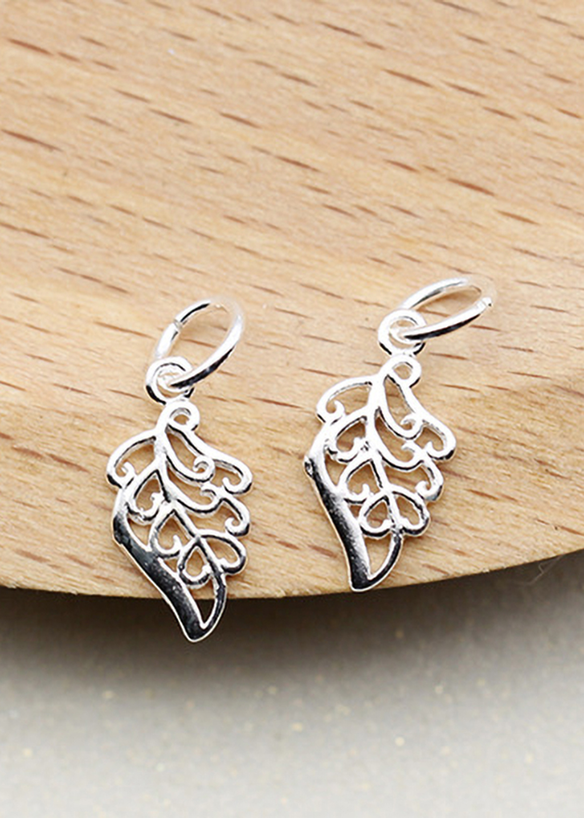 Combo 4 cái charm bạc hình chiếc lá treo - Ngọc Quý Gemstones