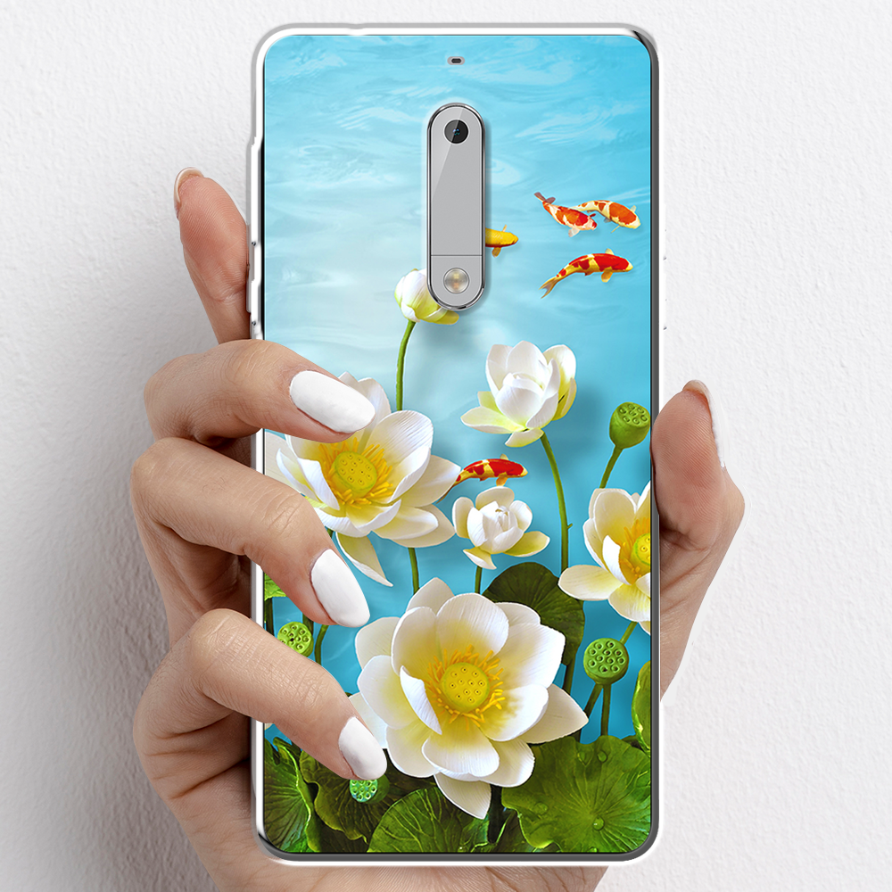 Ốp lưng cho Nokia 5 nhựa TPU mẫu Hoa sen cá chép đỏ