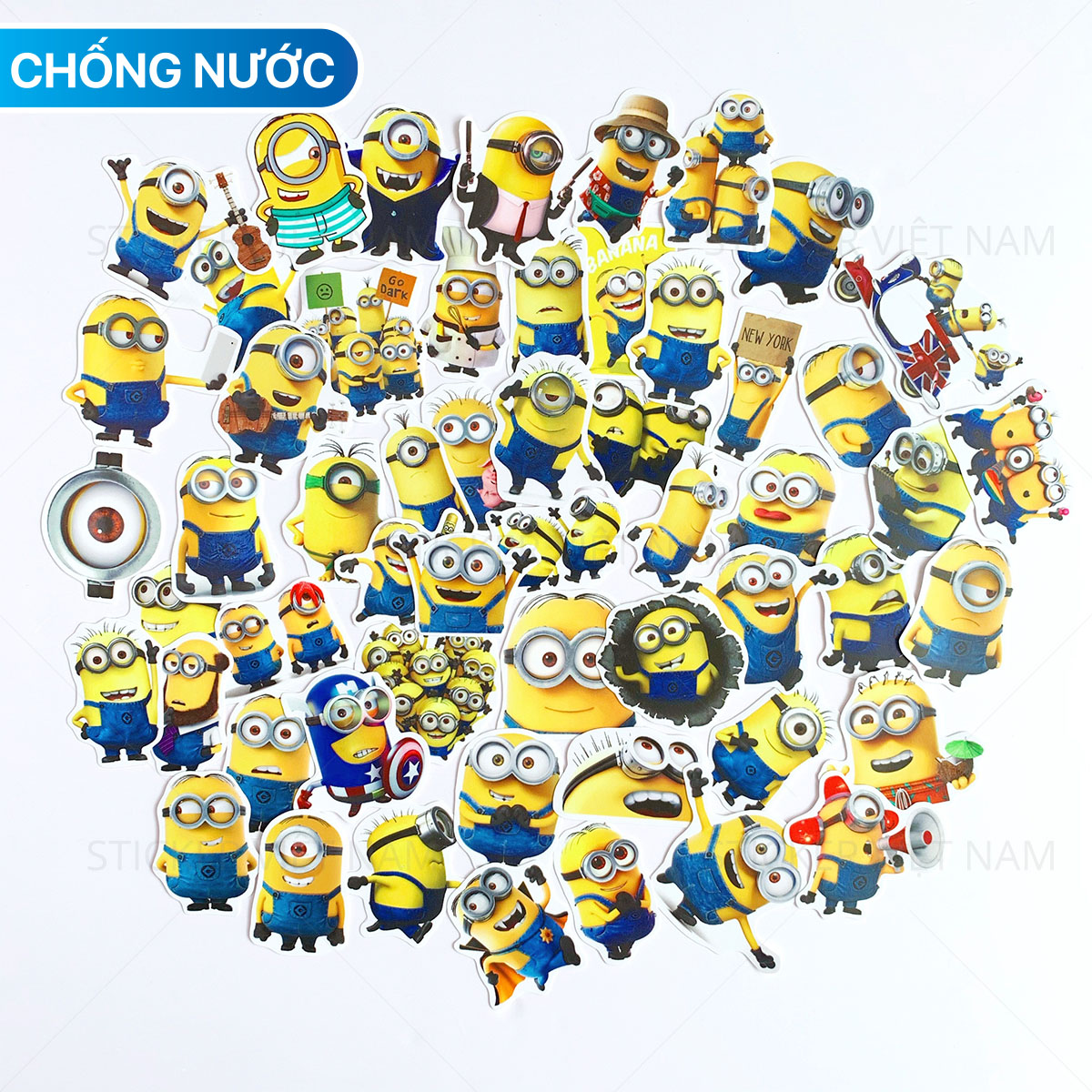 Sticker Minion Kẻ Cắp Mặt Trăng Ngộ Nghĩnh - Chất Liệu PVC Chất Lượng Cao Chống Nước - Kích Thước 4-8cm