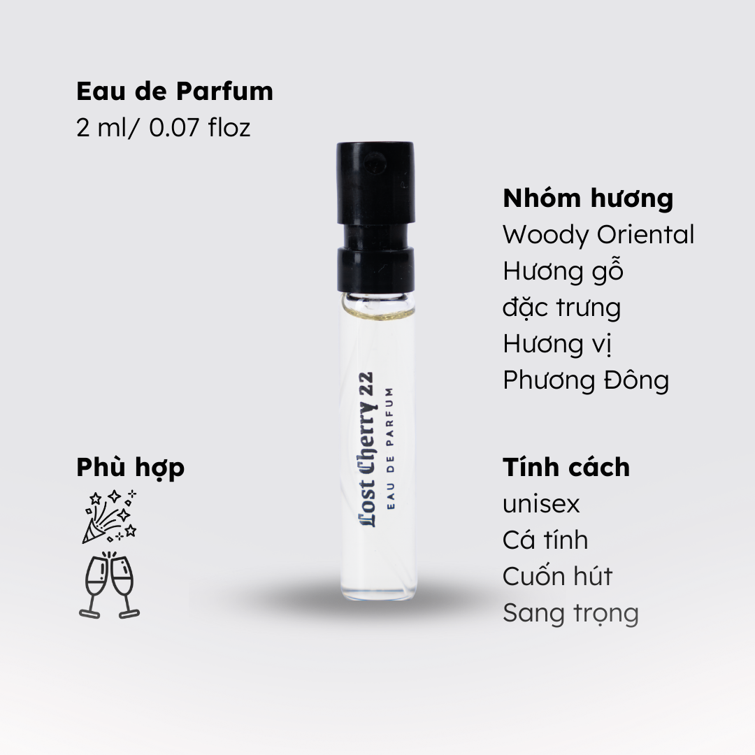 Nước hoa nam nữ Morra No.25 (Lost Cherry 22) dạng xịt 2ml nguyên liệu nhập Pháp hương Phương Đông cá tính cuốn hút sang trọng lưu hương lâu