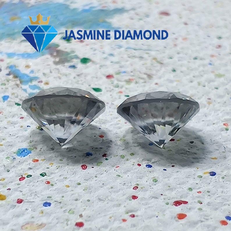 Kim cương nhân tạo Mỹ Moissanite giác cắt tròn màu xám