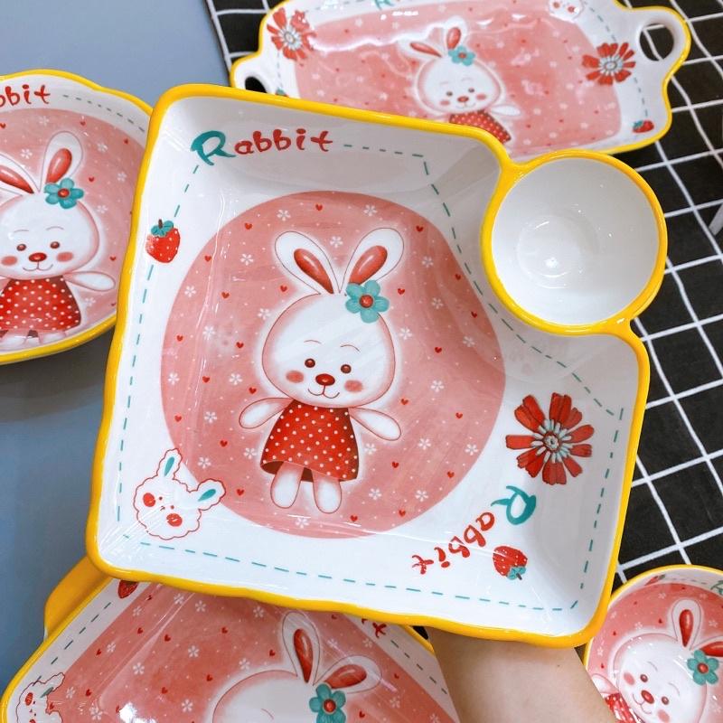 BÁT ĐĨA SỨ RABIT THỎ HỒNG️BÁT ĂN DẶM