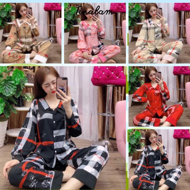 Đồ Bộ Pijama Nữ  Đồ Bộ Mặc Nhà Nữ Tay Dài, Quần Dài Chất Lụa Mango Cao Cấp, Không Nhăn DBTDQD34